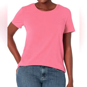 Pink Crew Neck Short Sleeve Pullover